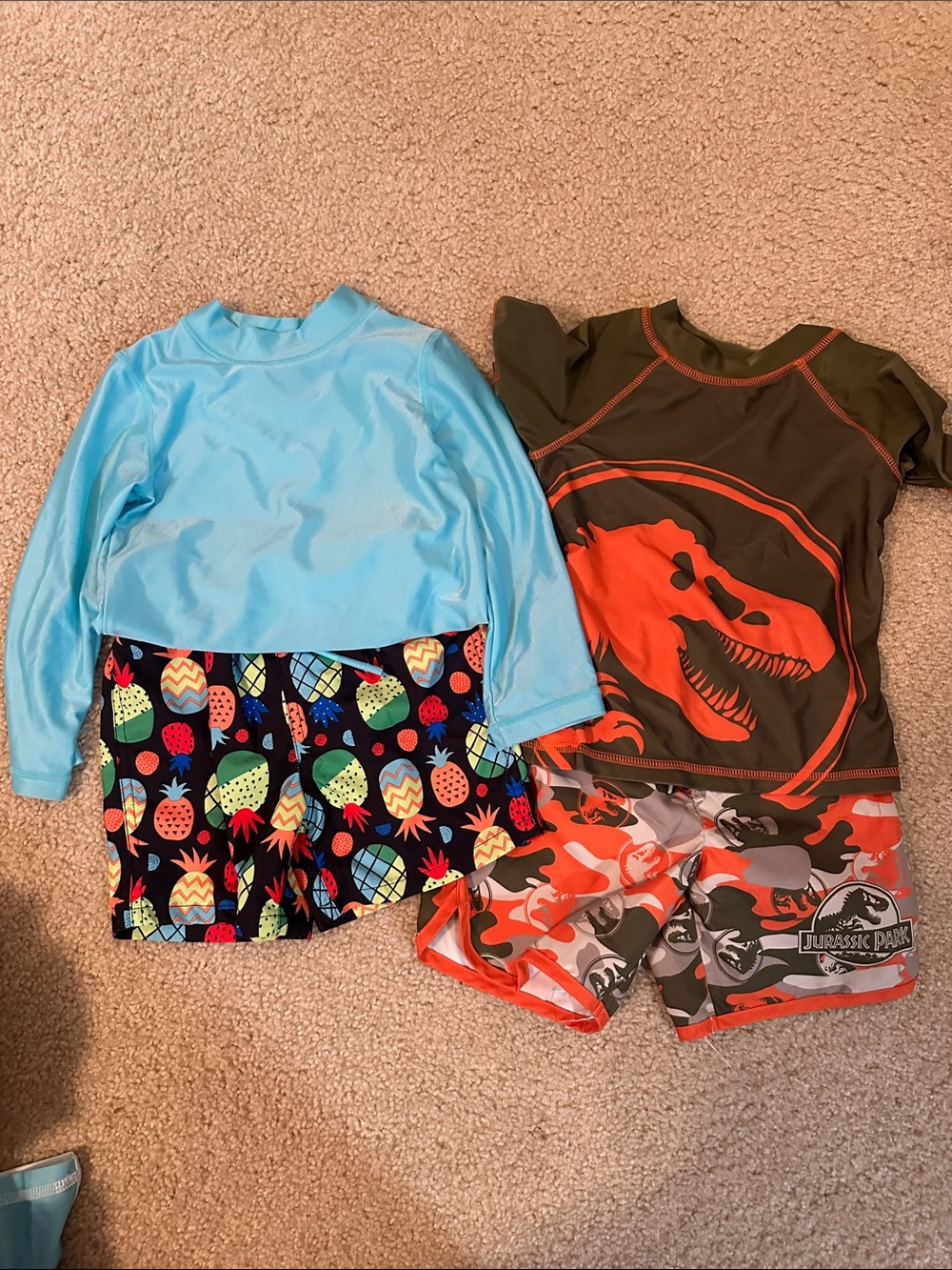 Kids Camo Shorts - Green and Orange
